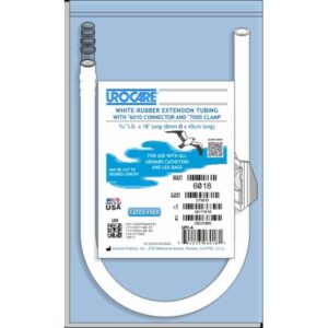 Urocare White Rubber Extension Tubing with Connector and Clamp