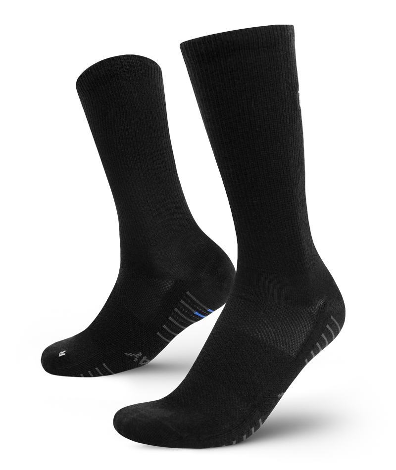 Merino Lite Black Athletic Crew Socks