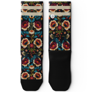 Midnight Flora Athletic Crew Socks
