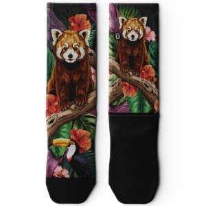 Tropical Panda Athletic Crew Socks